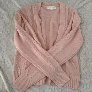Pink Cable Knit Cardigan